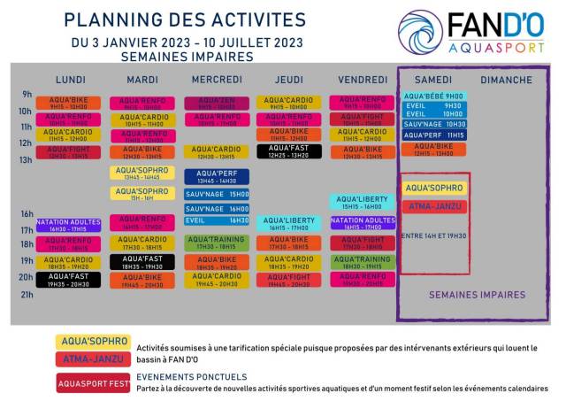 Planning semaine impaire 2022