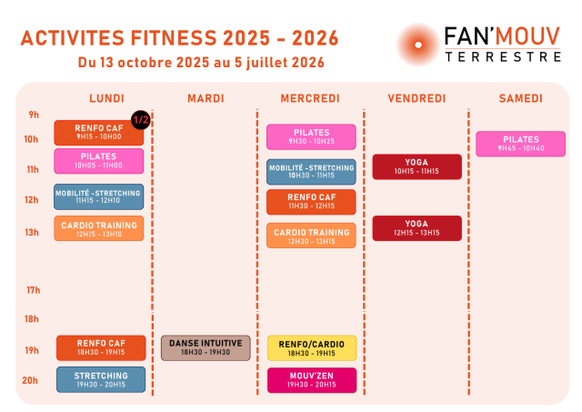 Planning ACTIVITES FITNESS FAN D'O CARQUEFOU 