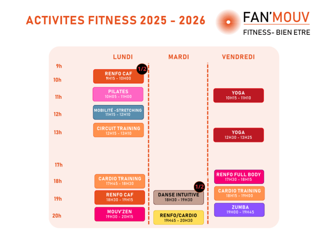 Planning ACTIVITES FITNESS FAN D'O CARQUEFOU 