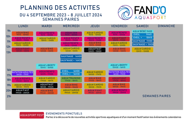 Planning semaine paire 2023